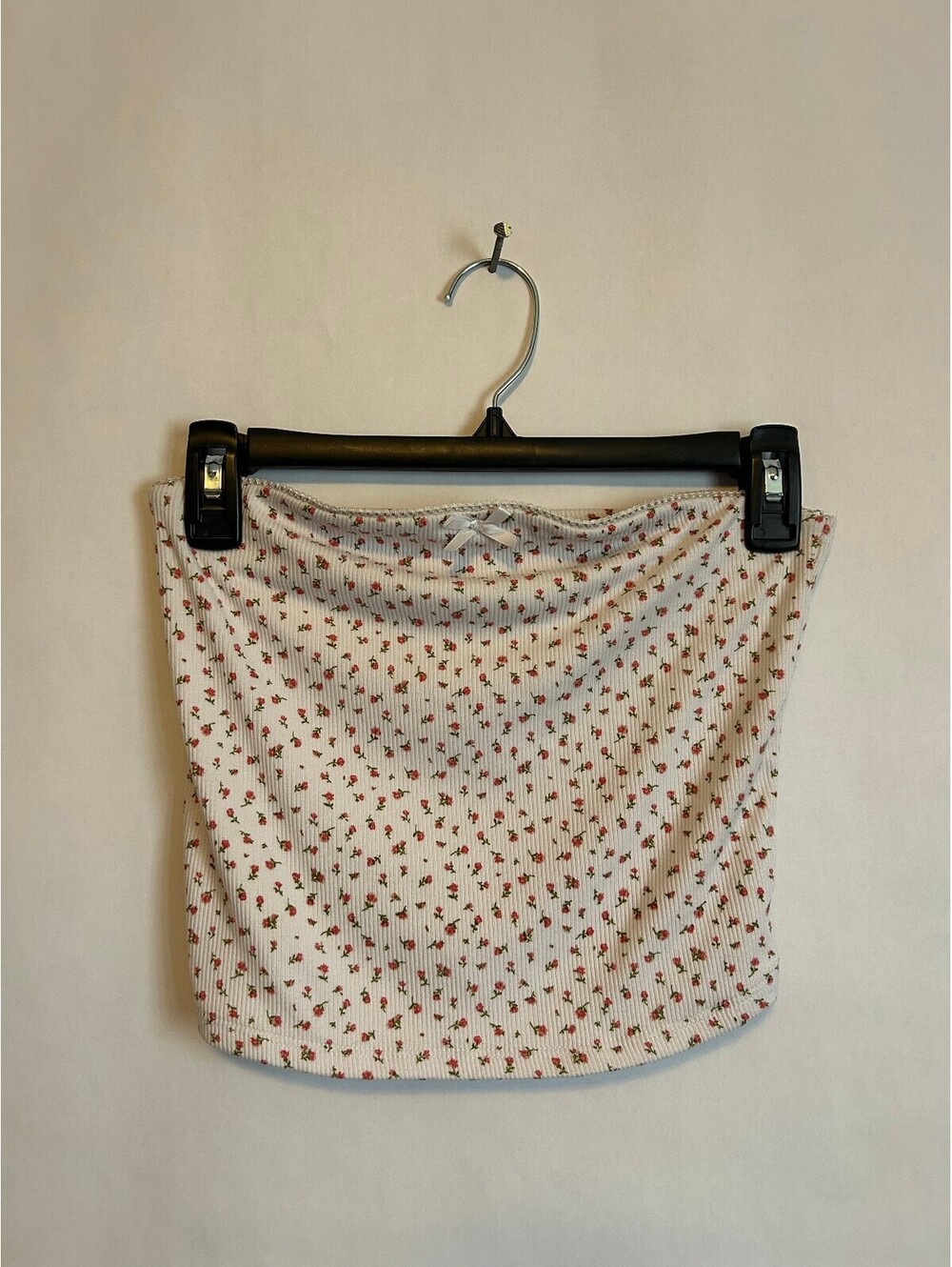Just Polly Floral Ribbed Tube Top M